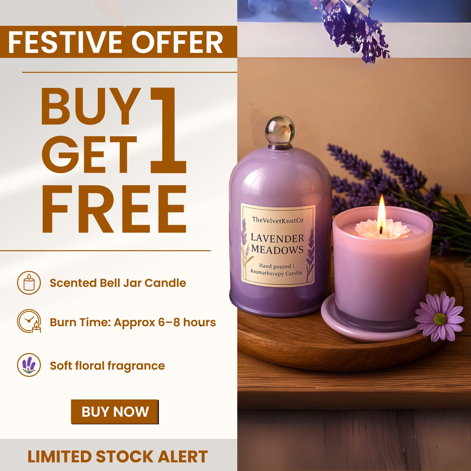 Scented Bell Jar Candle (Buy 1 Get 1 Free)