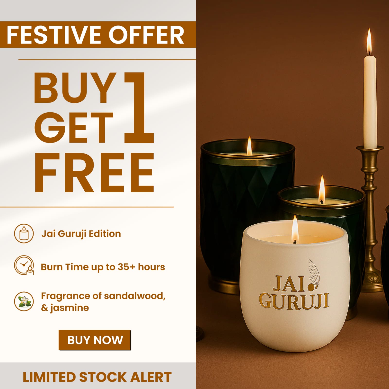 Divinity Jar Candle – Jai Guruji Edition (Buy 1 Get 1 Free)