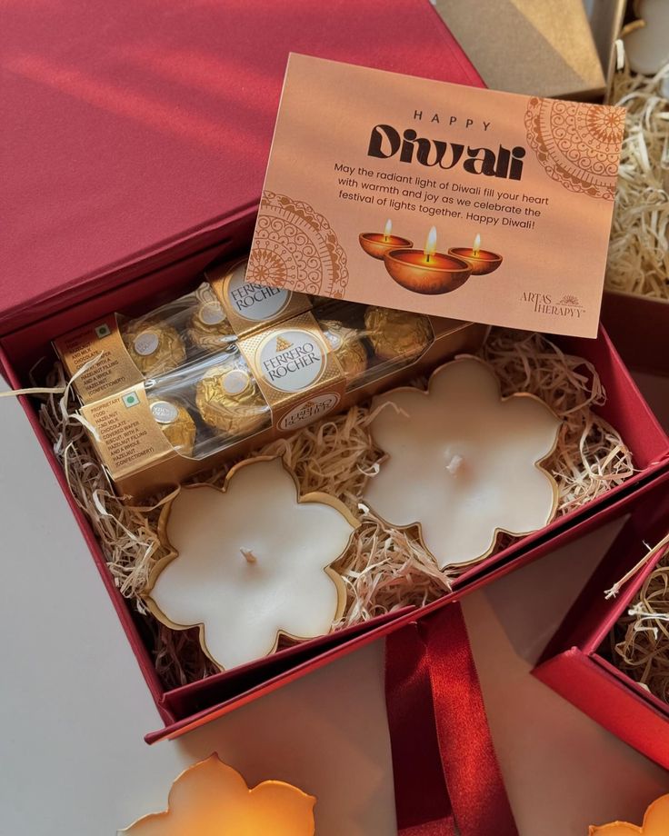 Floral Candles and Ferrero Rocher Chocolates in a Gift Box