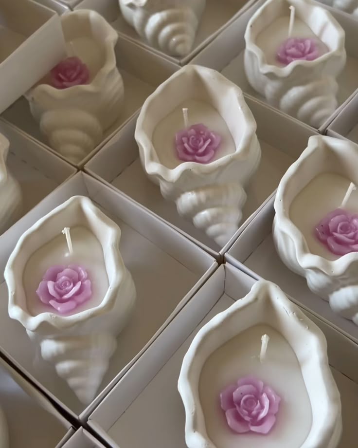 Ocean Bloom – Shell Candle with Rose Accent (Buy 1 Get 1 Free)