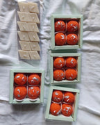 Ladoo Candle Favors – Pack of 4 with Leather Handle Bag| Return Gifts for Puja & Auspicious Occasions