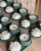 Peony Bloom – Scented Candle & Wax Sculpture Duo